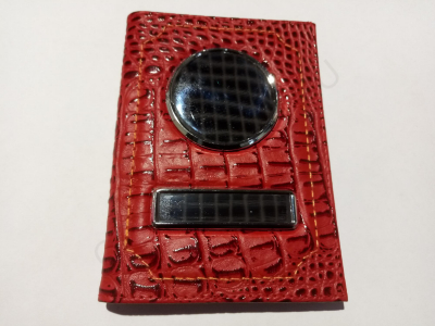 Обложка "Кайман" с металлическими вставками в комплекте с линзами, цвет красный