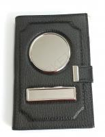 Обложка-портмоне 3 в 1 "Флотер" с КНОПКОЙ квадрат, с мет. вставк. в комплекте с линзами, цвет черный